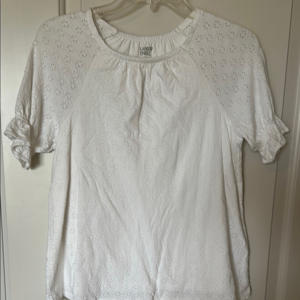 Lands' End Girls White Eyelet Top